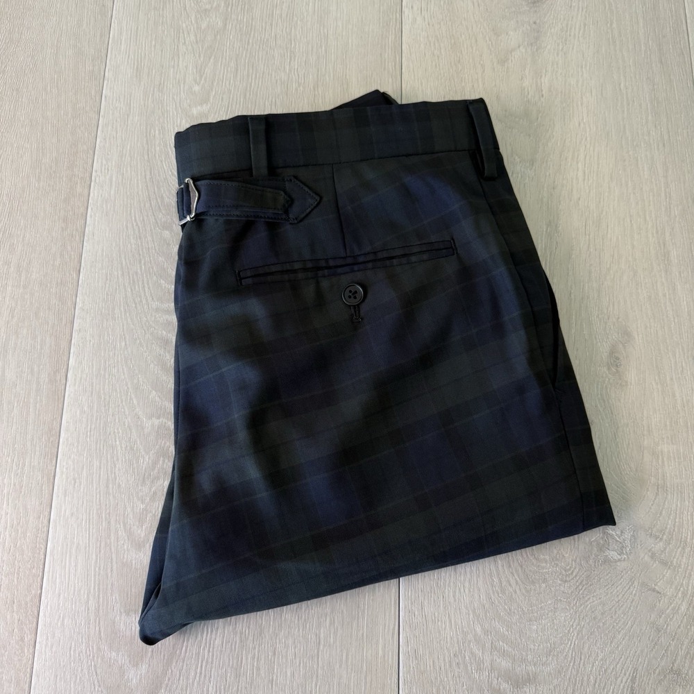 District United Arrows Pants Blue Green Plaid Men's Size 30x28 Buckle back